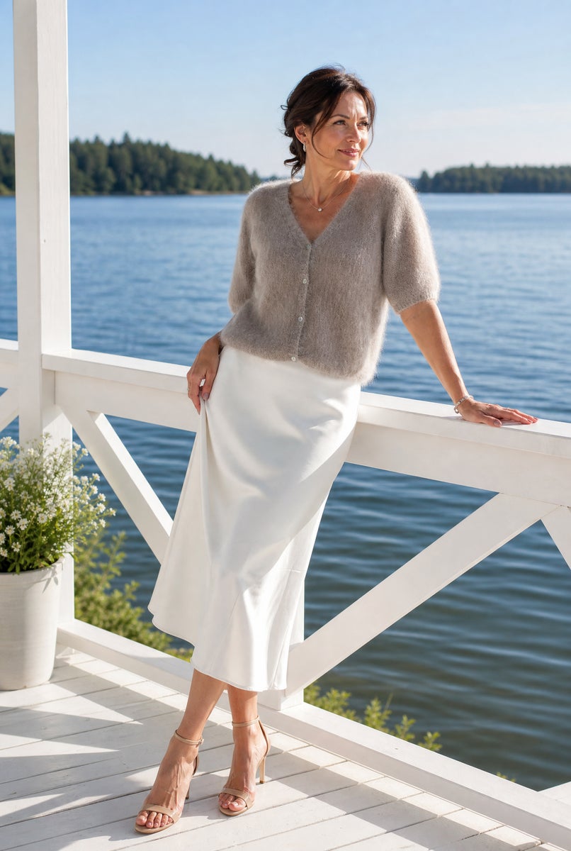 Amanda B Mohairneuletakki Saga, beige
