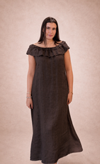 Peura Collection Lisa pellavamekko, ruskea