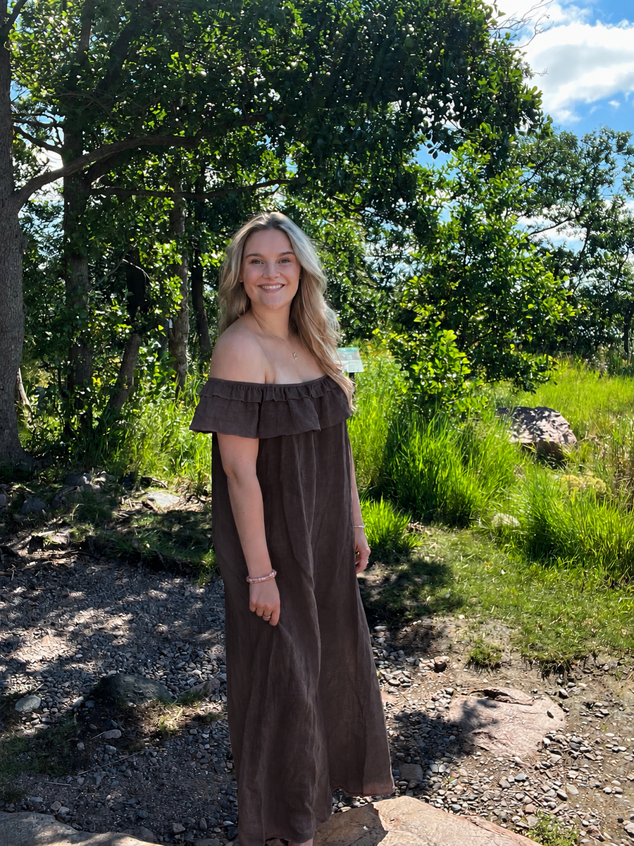 Peura Collection Lisa pellavamekko, ruskea