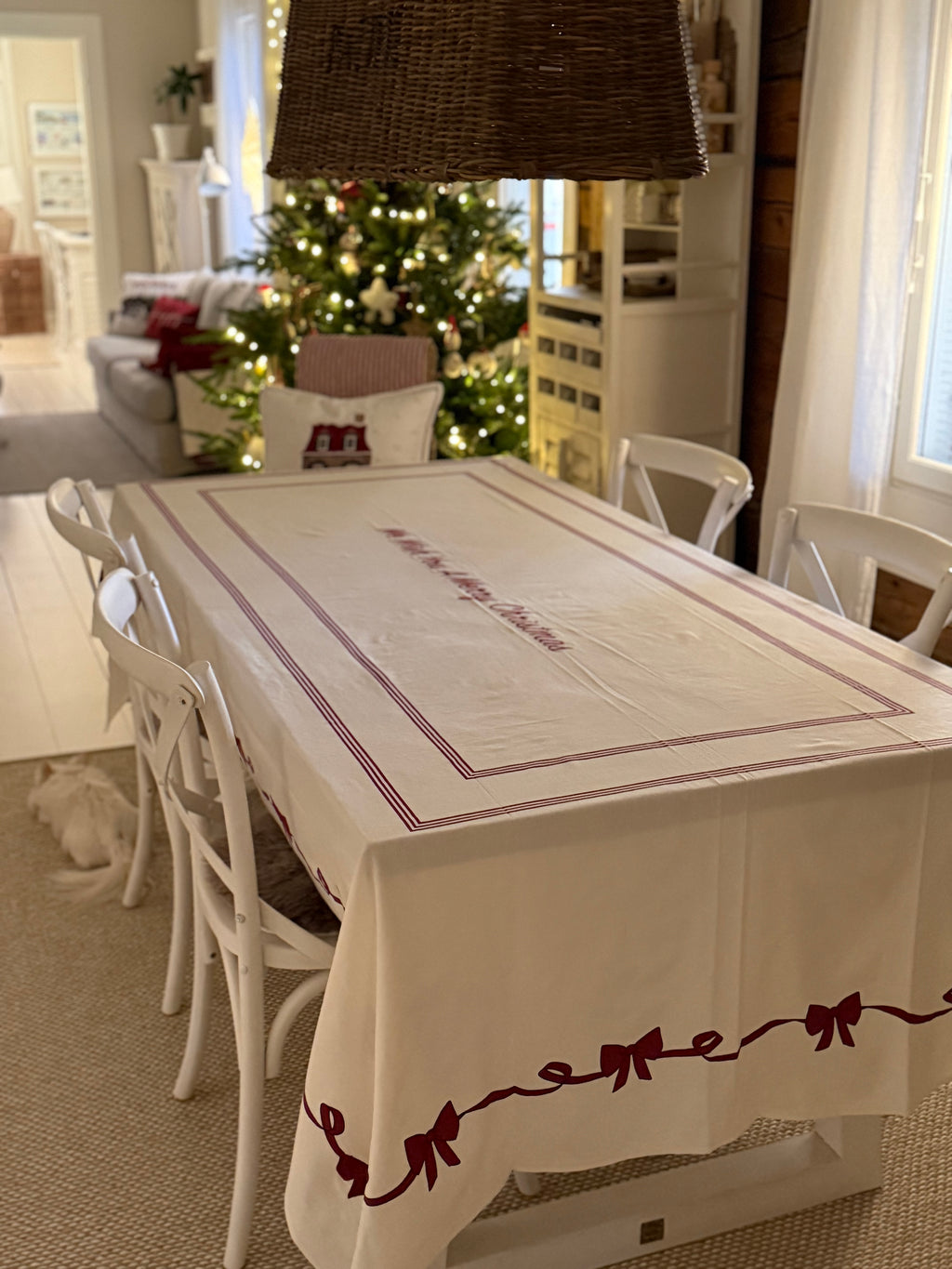 Riviera Maison Christmas wishes table cloth- pöytäliina, 270x150